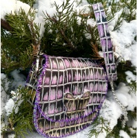 Shiny Croco Printed Purple Leather Handsewn Roundbag Shiny Croco Printed Purple Leather Handsewn Roundbag