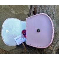 Electric Blue Gold and White Marble Fluid Swirls on Pink and Light Purple Leather Handsewn Bag